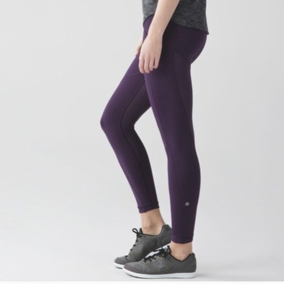 Lululemon Time to Shine Tight Leggings Deep Zinfandel Purple Mesh Luxtreme Sz 4 - Picture 2 of 15